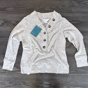 Market & Spruce Joey Henley like cashmere Cozy Brushed Knit Sweater petite